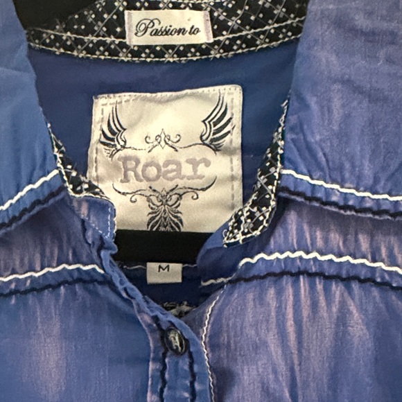 ROAR Cowgirl Blue Embroidered Blouse - Picture 3 of 4